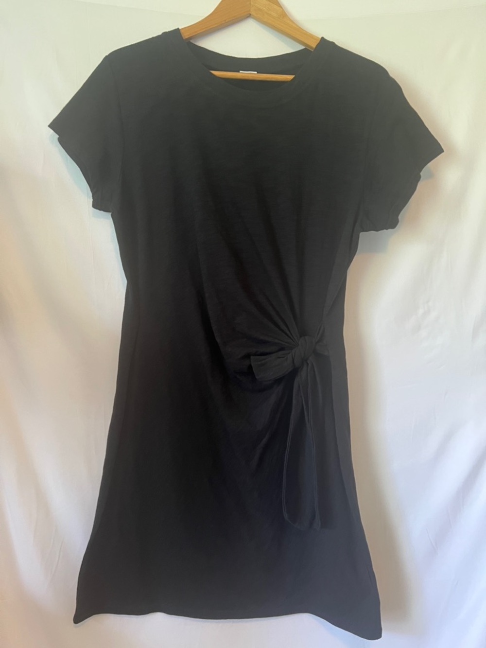 Gap Cotton Black Tie-Front Sarong Mini T-Shirt Dress Sz M Lightweight & Airy